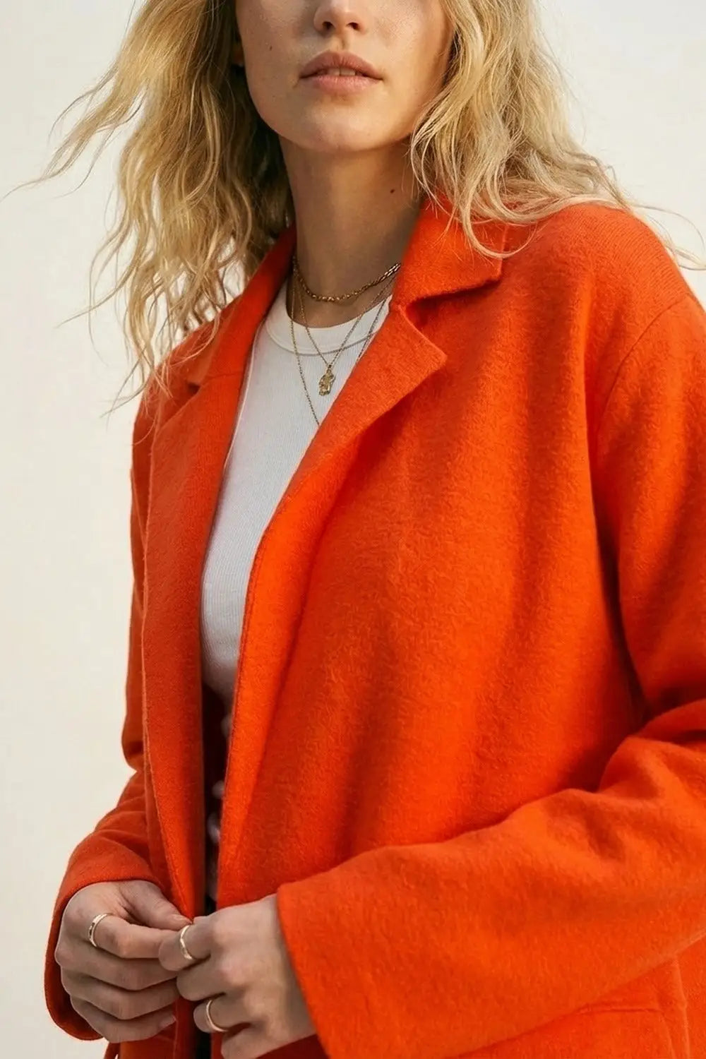Oversized collar maxi cardigan in orange - ORANGE / ONE - Cardigans