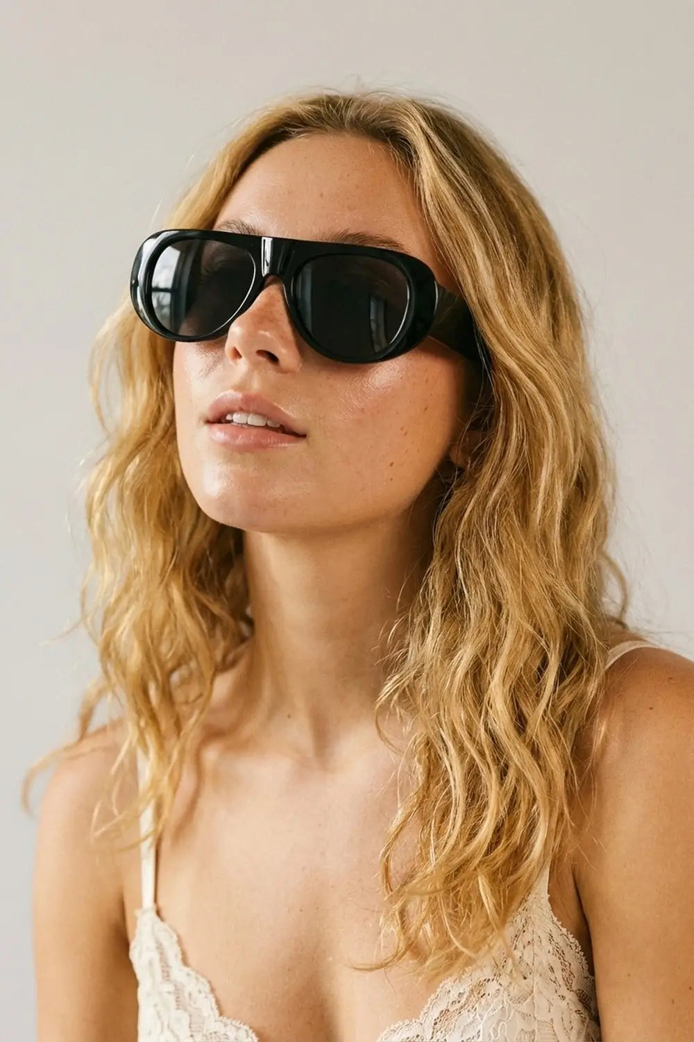 Black Oversized Aviator Sunglasses with Dark Lenses - BLACK / ONE - Sunglasses