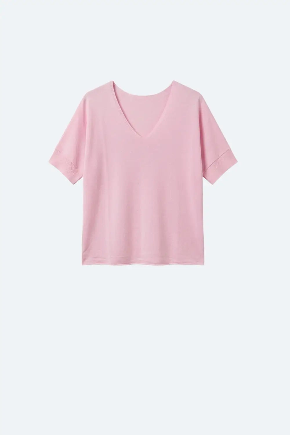 Pink V-Neck Relaxed Fit Soft Knit Sweater - PINK / ONE - Sweaters