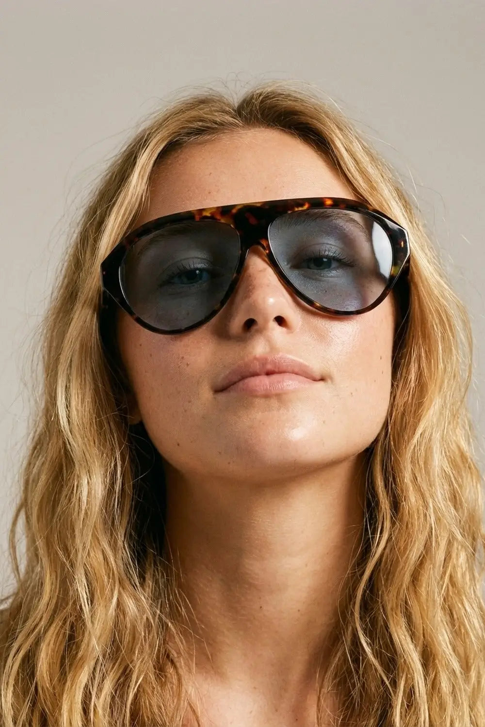 Tortoise Frame Blue Lens Oversized Sunglasses - BLUE / ONE - Sunglasses