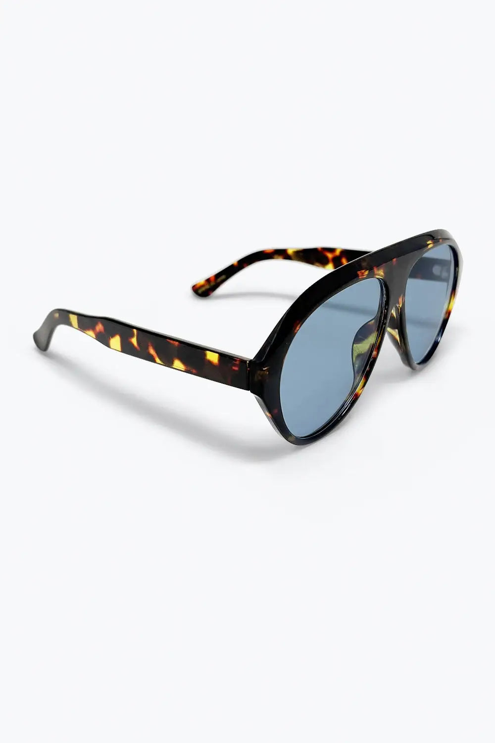 Tortoise Frame Blue Lens Oversized Sunglasses - BLUE / ONE - Sunglasses