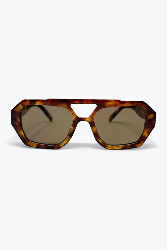 Tortoiseshell Brown Geometric Frame Sunglasses - BROWN / ONE - Sunglasses