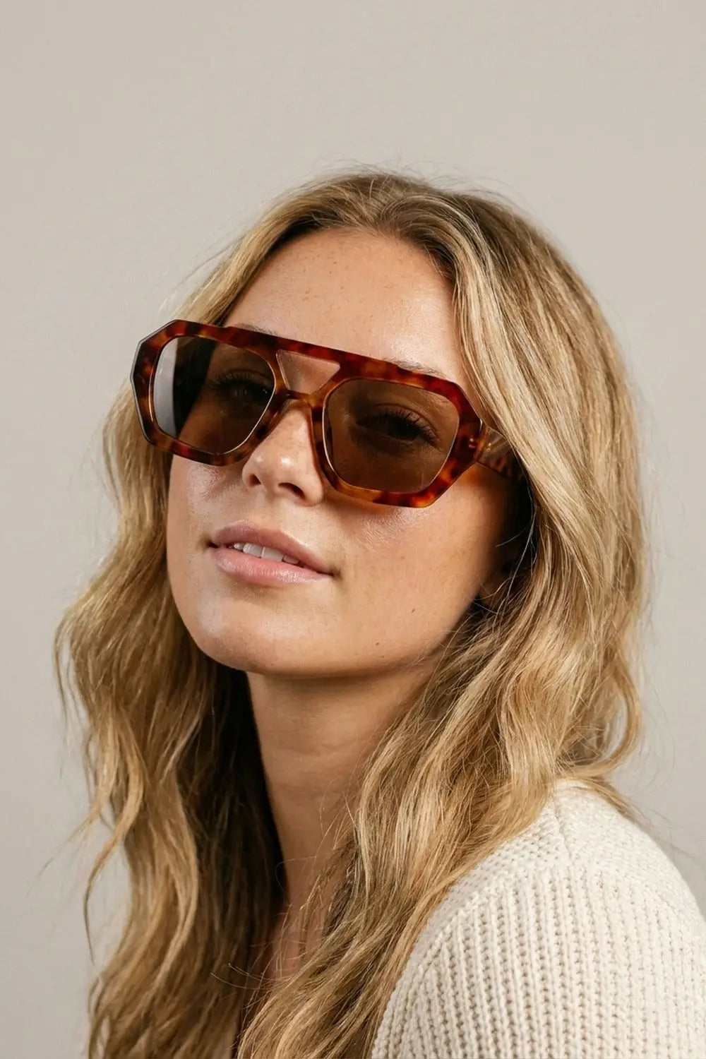 Tortoiseshell Brown Geometric Frame Sunglasses - BROWN / ONE - Sunglasses