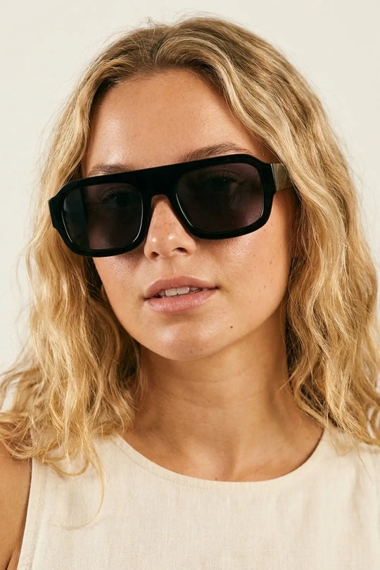 Black Oversized Rectangular Sunglasses with Dark Lenses - BLACK / ONE - Sunglasses