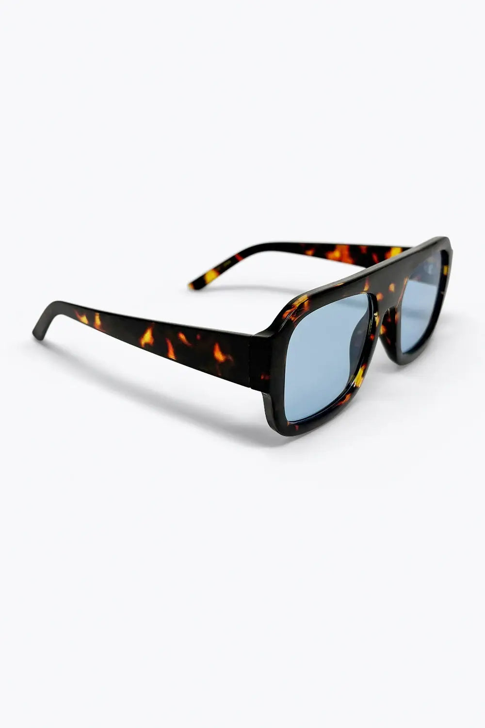 Tortoise Frame Blue Lens Square Sunglasses - BLUE / ONE - Sunglasses
