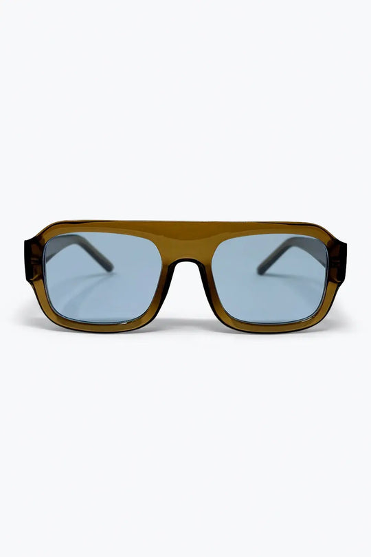Olive Brown Oversized Square Frame Sunglasses - CAMEL / ONE - Sunglasses