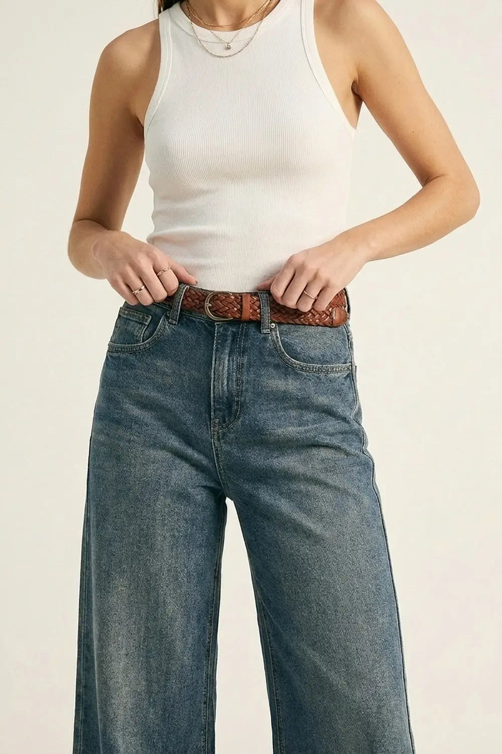 Everyday Denim Straight-Leg Jeans in mid wash blue