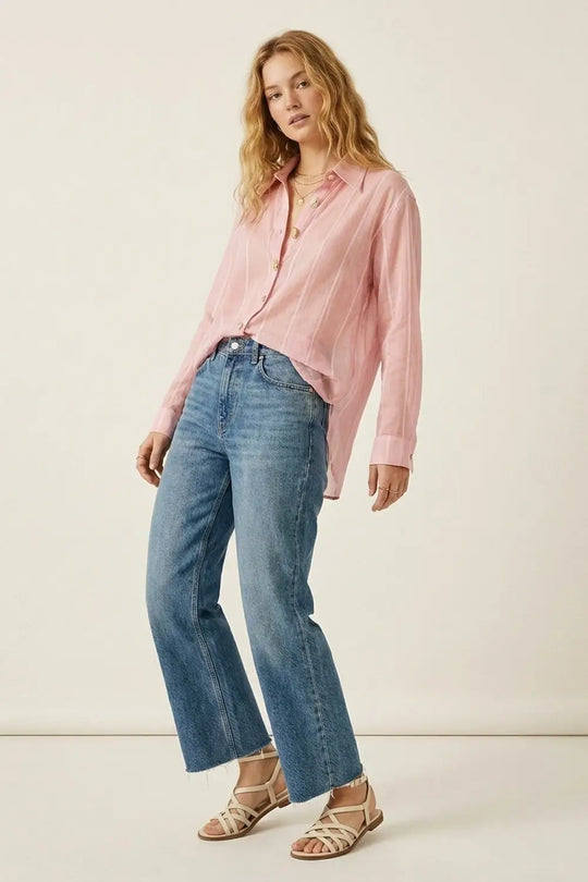 Pink Sheer shirt with Vintage Button-Up - Shirts