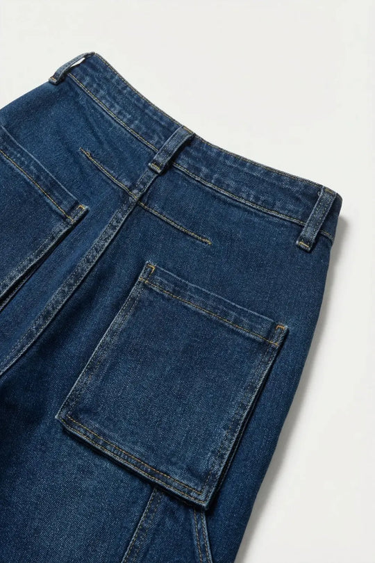Classic Blue Denim Wide-Leg Jeans with Seam