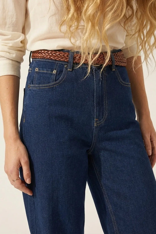 Blue Wide-Leg High-Rise Denim Jeans