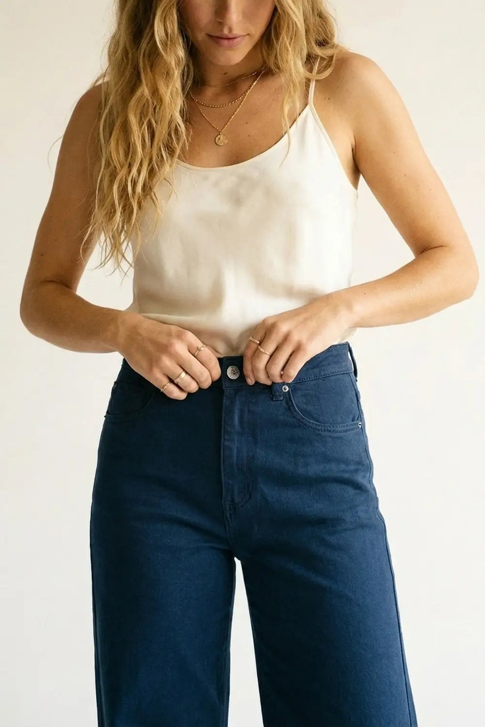 Dark blue Straight Pants wide leg - Colored Jeans