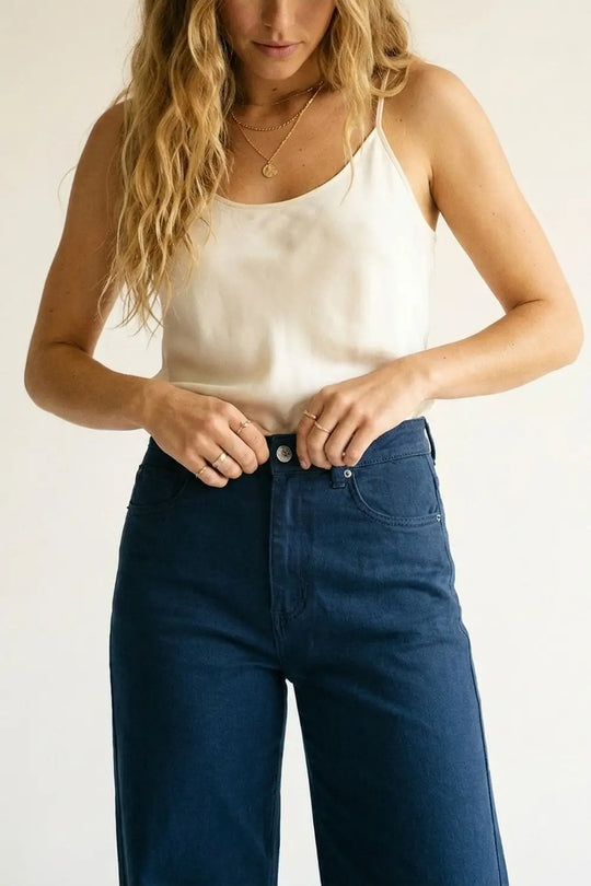 Dark blue Straight Pants wide leg - Colored Jeans