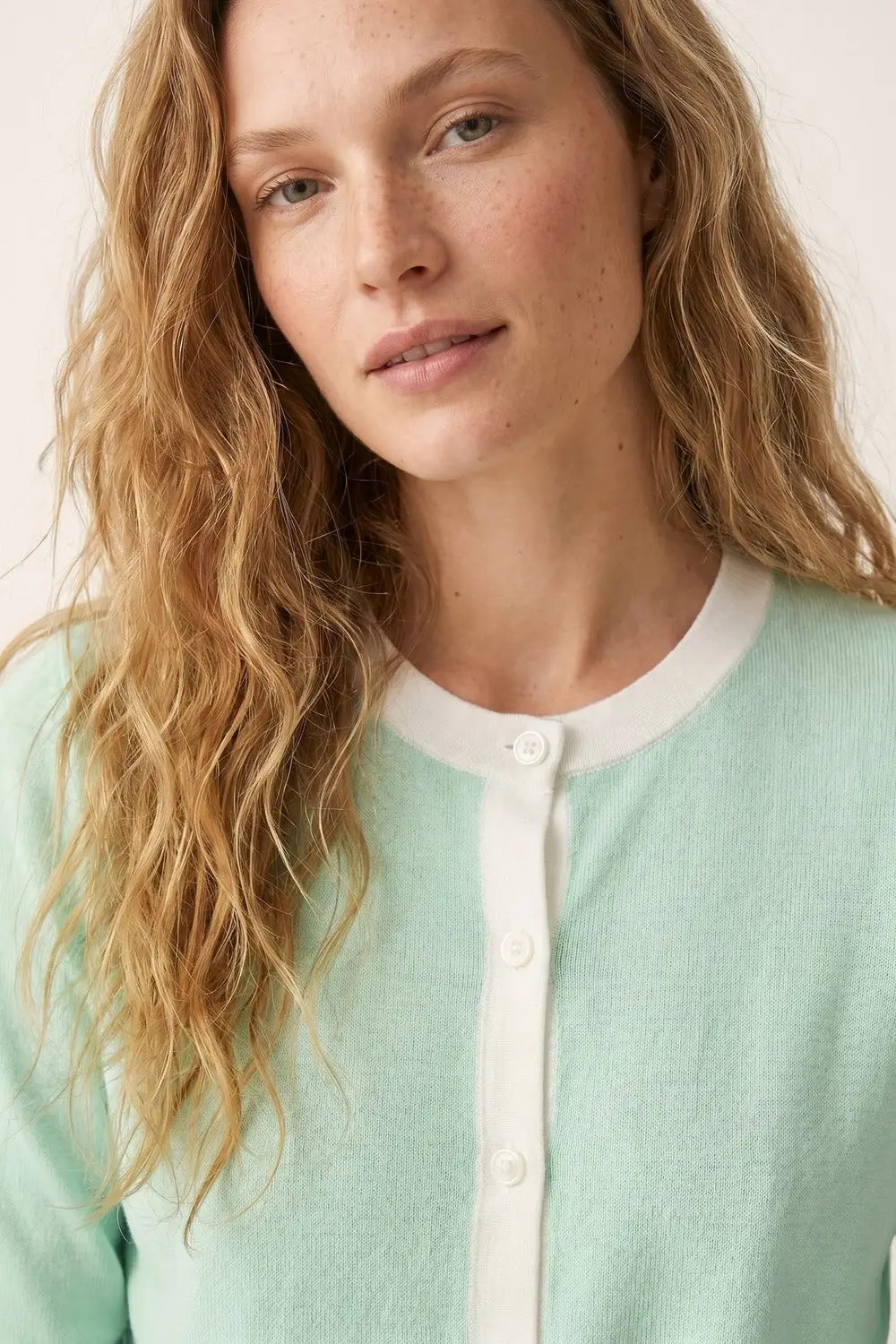 Mint Green Contrast Trim Classic Button Cardigan - GREEN / ONE - Cardigans