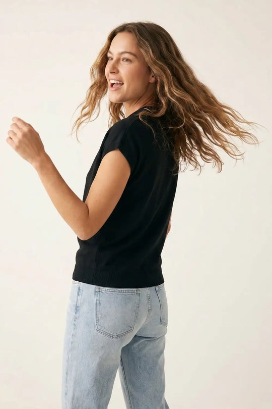 fine Knit Short Sleeve Polo in black color - BLACK / ONE - Polos
