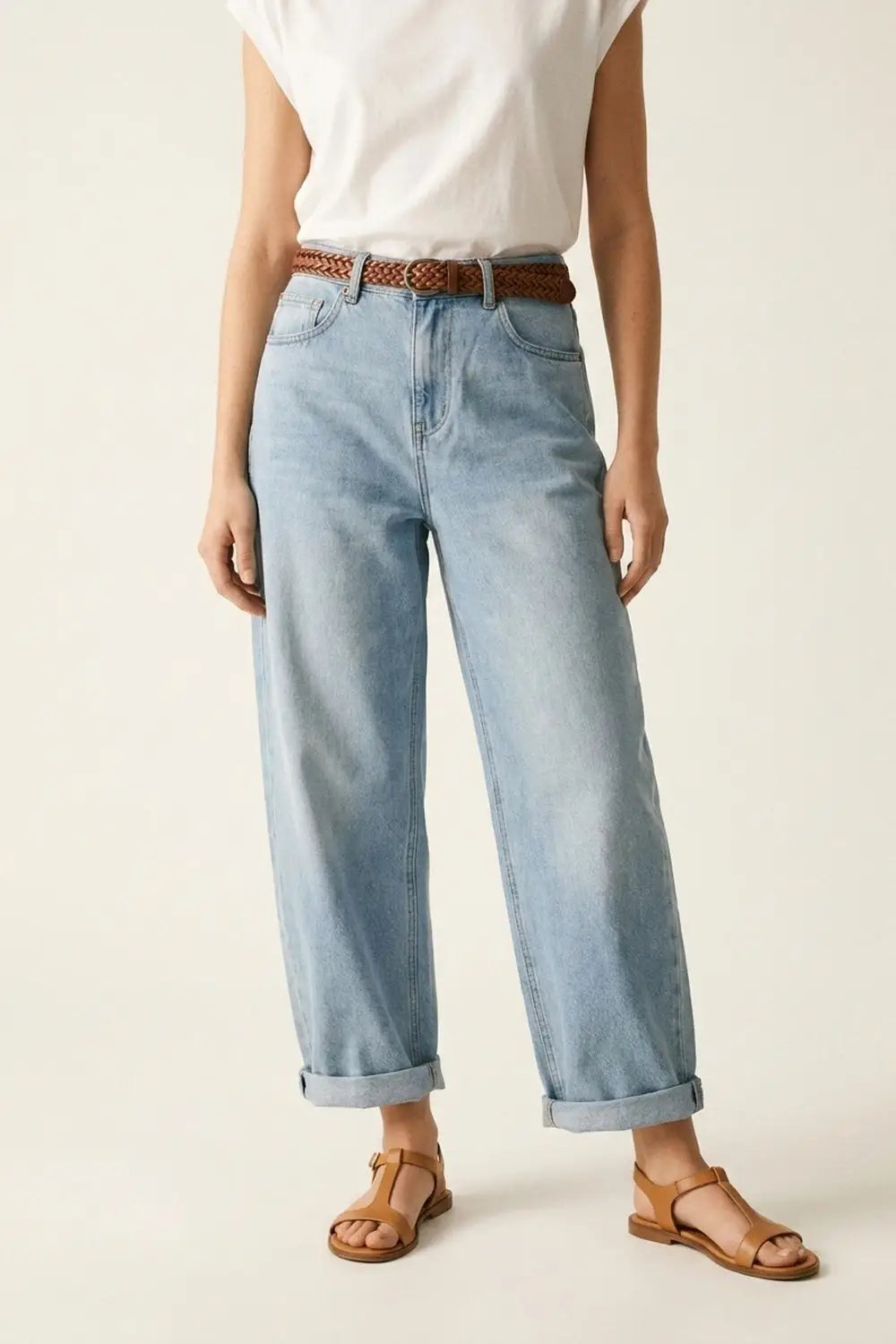 Light Blue Wide-Leg Denim Jeans with lightweight fabric - Pants