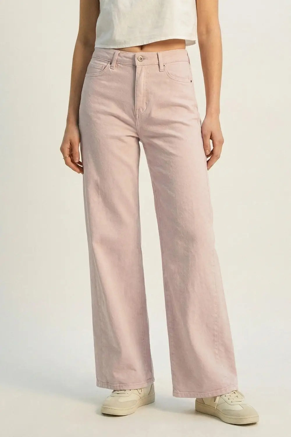 Light Pink Wide-Leg Pants with lightweight Twill - Colored Jeans
