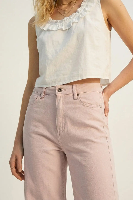 Light Pink Wide-Leg Pants with lightweight Twill - Colored Jeans