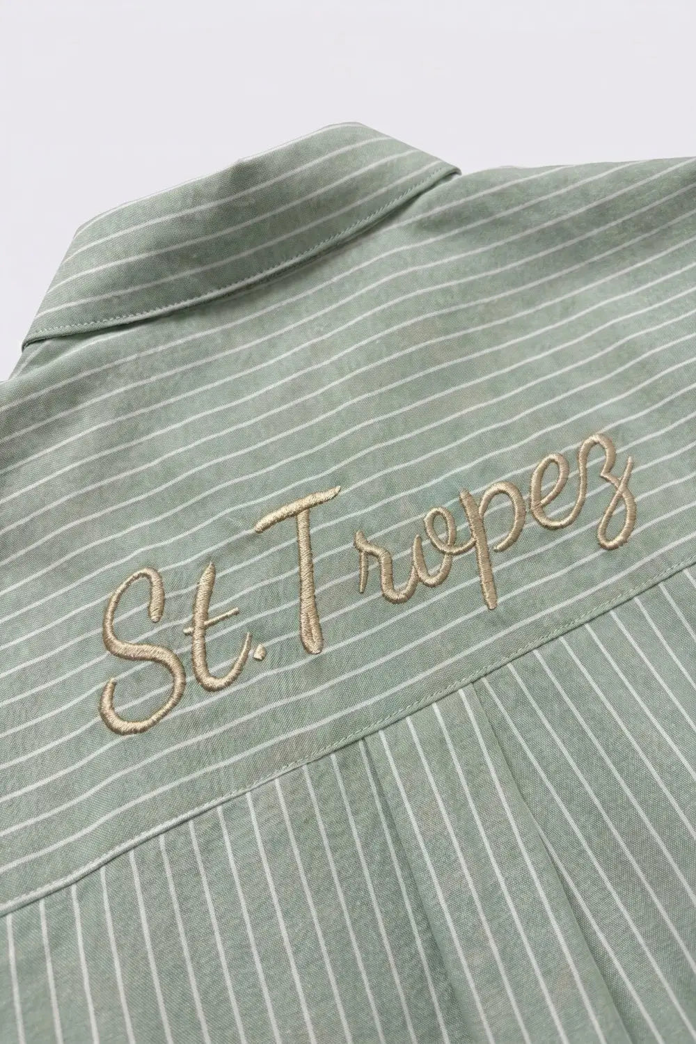 Light Green Striped Shirt with embroidered St. Tropez logo - Shirts