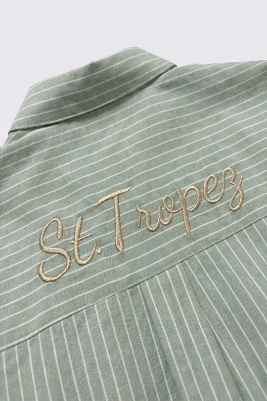 Light Green Striped Shirt with embroidered St. Tropez logo - Shirts