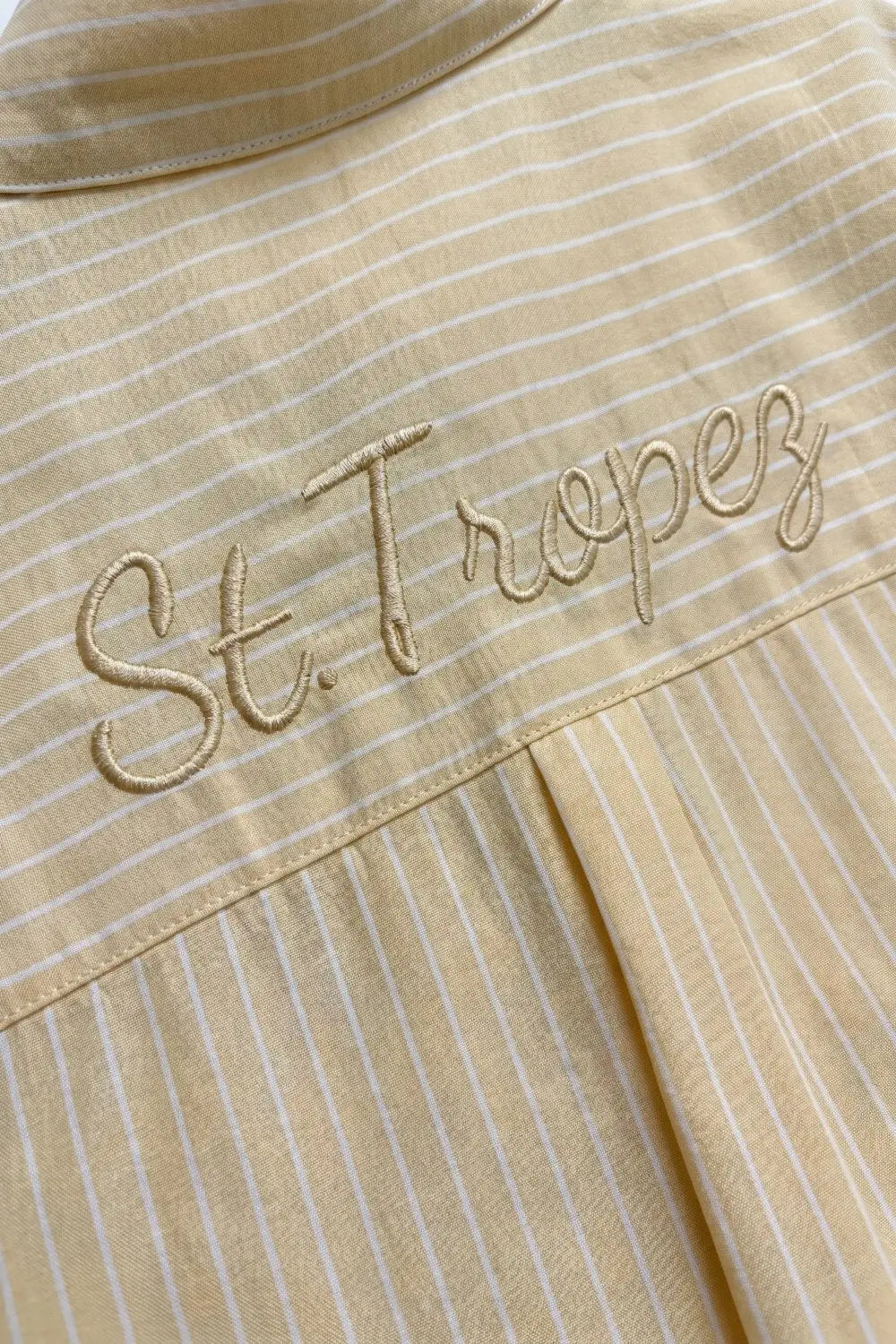 Yellow Pinstripe Button-Up Shirt With Embroidered St.Tropez - Shirts