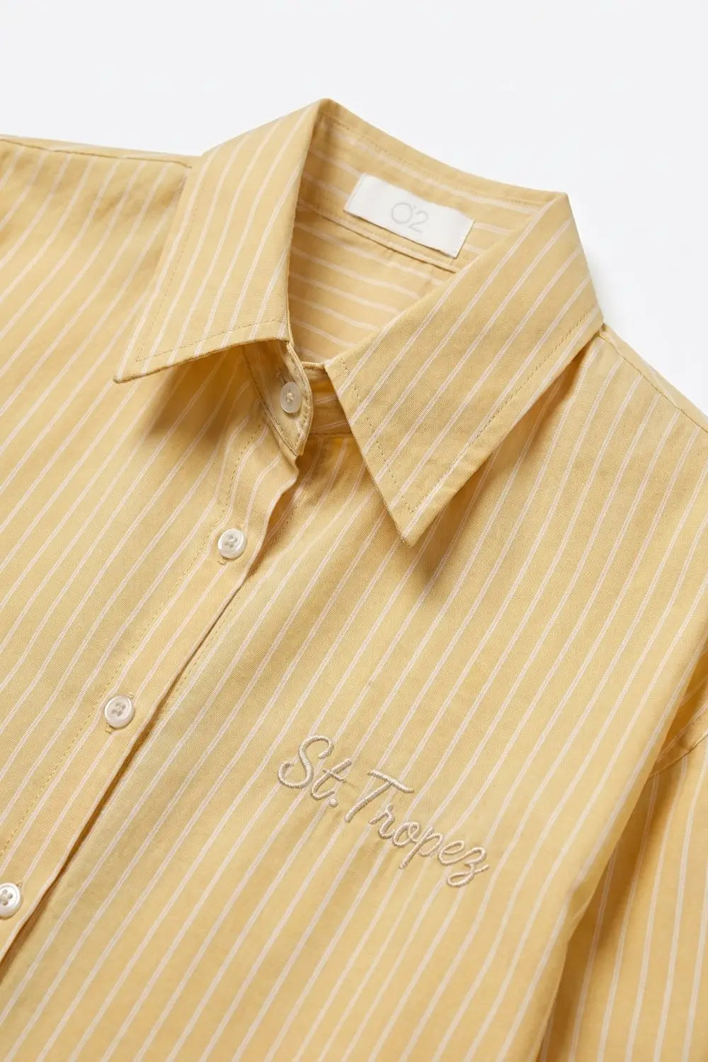 Yellow Pinstripe Button-Up Shirt With Embroidered St.Tropez - Shirts