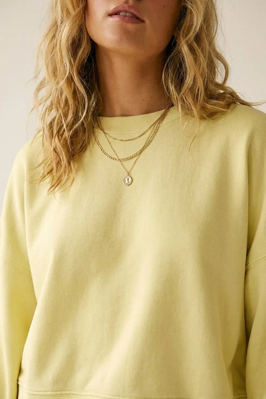 Crew Neck Dropped Shoulder Basic Sweatshirt in yellow - YELLOW / ONE - Sweaters