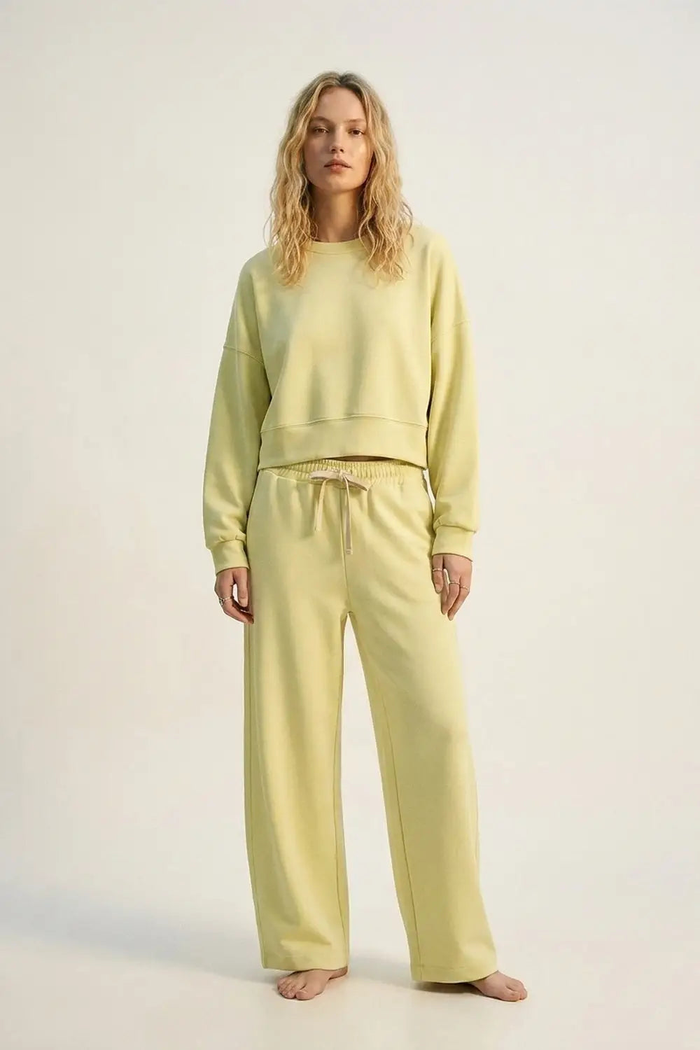 Crew Neck Dropped Shoulder Basic Sweatshirt in yellow - YELLOW / ONE - Sweaters