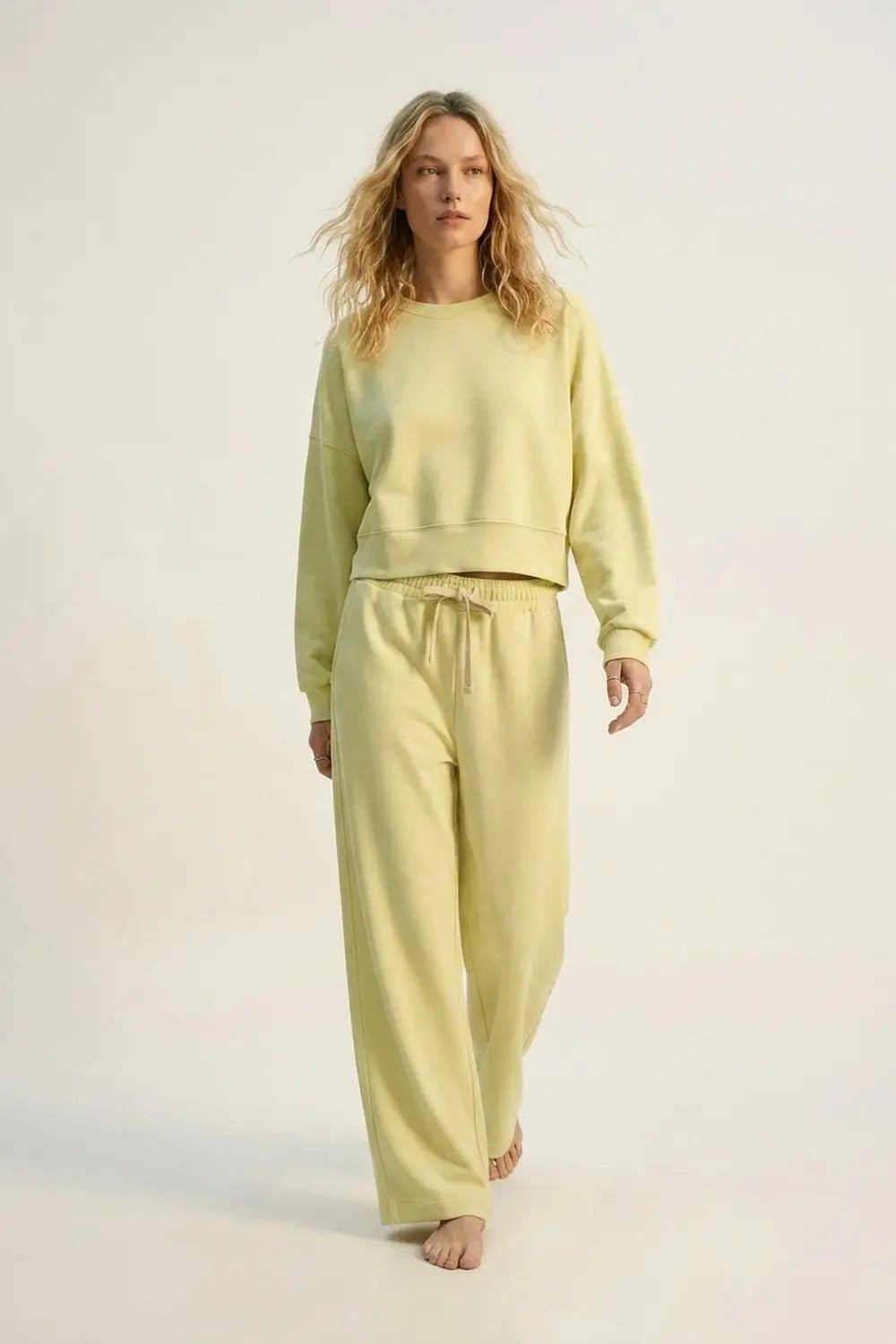 Crew Neck Dropped Shoulder Basic Sweatshirt in yellow - YELLOW / ONE - Sweaters