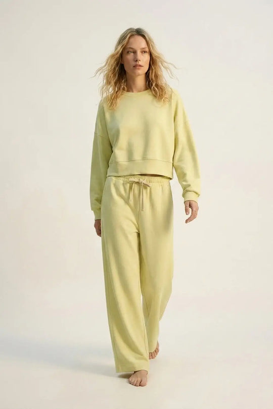Crew Neck Dropped Shoulder Basic Sweatshirt in yellow - YELLOW / ONE - Sweaters