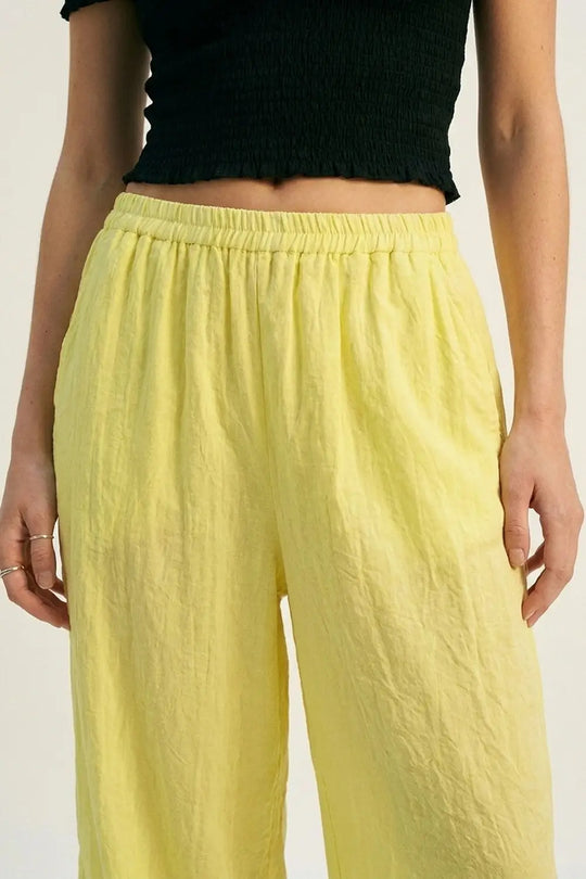 Yellow Wide-Leg Pants with sheer fabric - Pants
