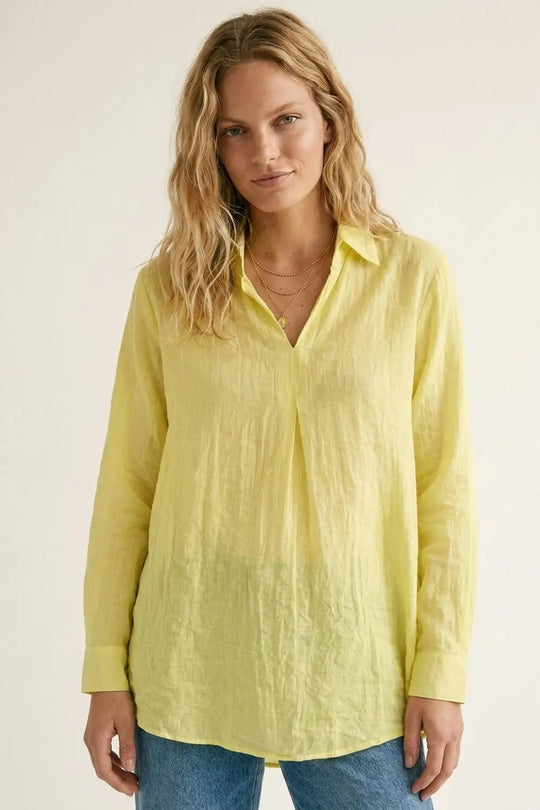 Yellow Relaxed Fit Tunic Shirt with sheer fabric - Shirts