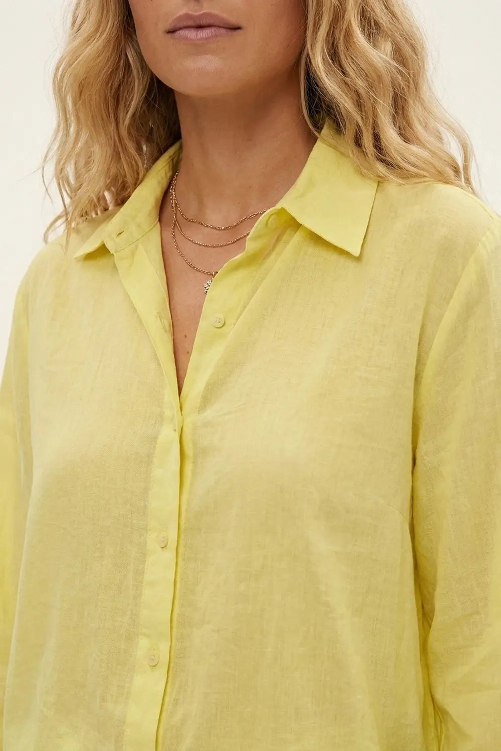 Yellow Relaxed Fit long Shirt with sheer fabric - Shirts