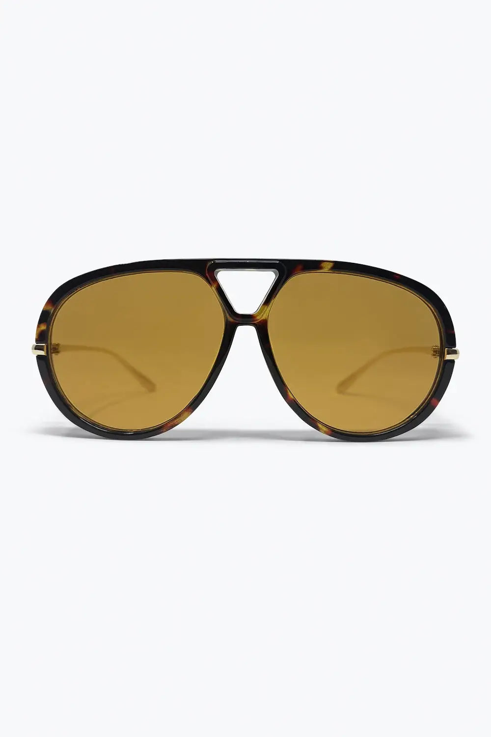 Tortoise Brown Aviator Style Sunglasses with Amber Lens - BROWN / ONE - Sunglasses
