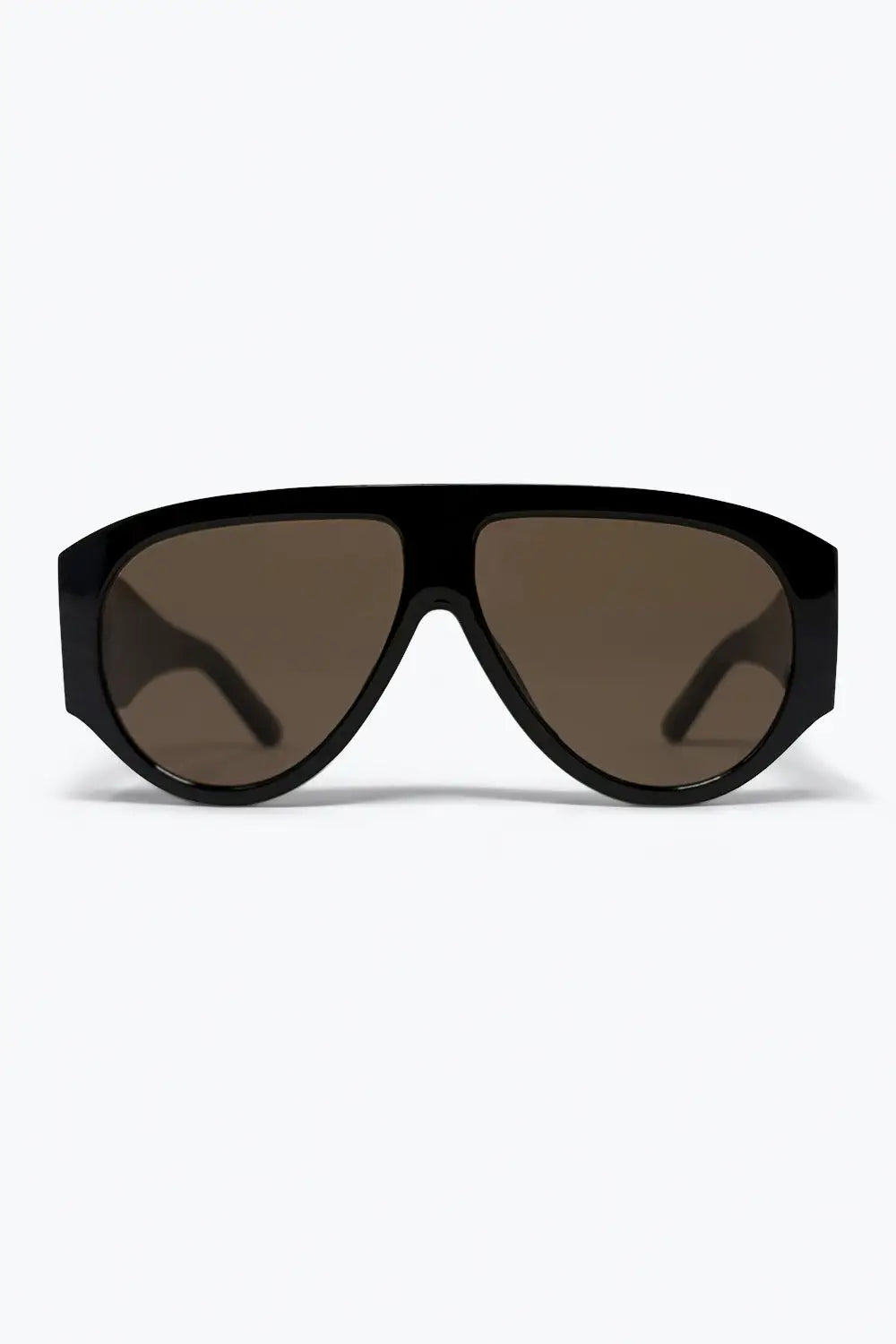 Black Shield Sunglasses with Brown Lens - BLACK / ONE - Sunglasses