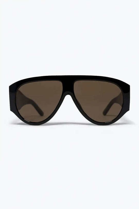 Black Shield Sunglasses with Brown Lens - BLACK / ONE - Sunglasses