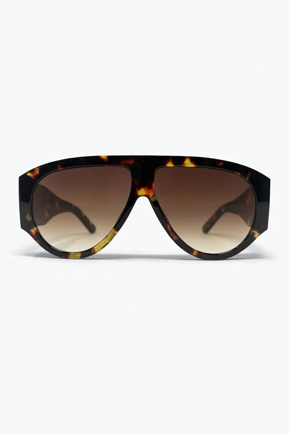 Tortoise Oversized Shield Sunglasses with Gradient Lens - BROWN / ONE - Sunglasses