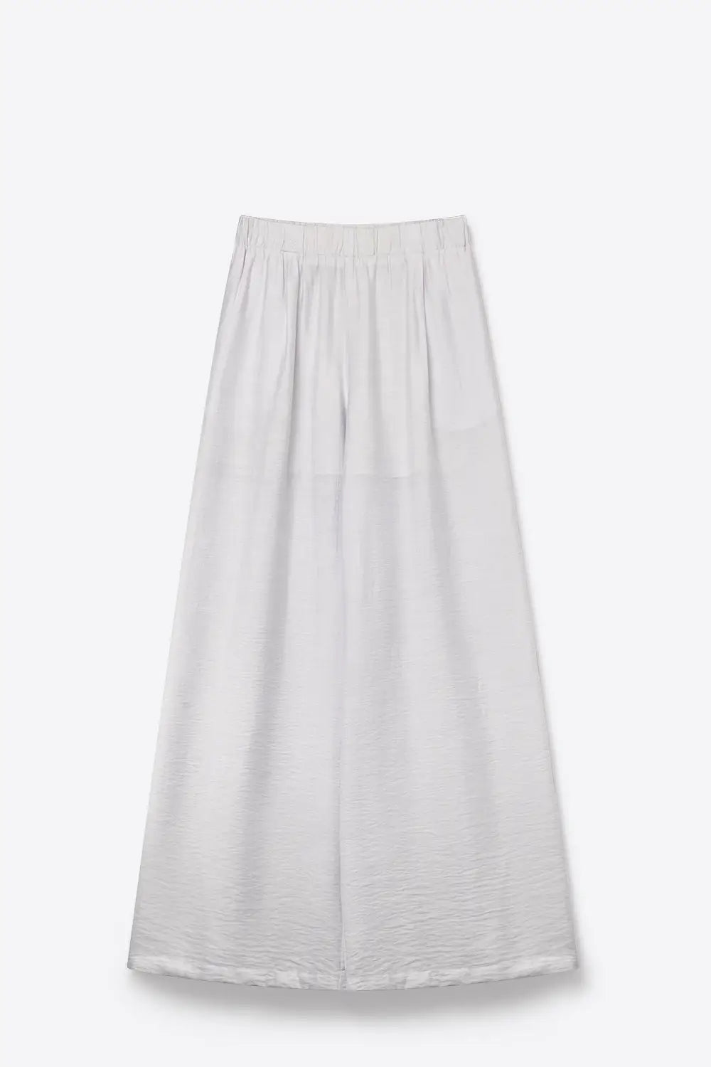White Lightweight Woven Elastic Waist Wide Leg Pants - Pants