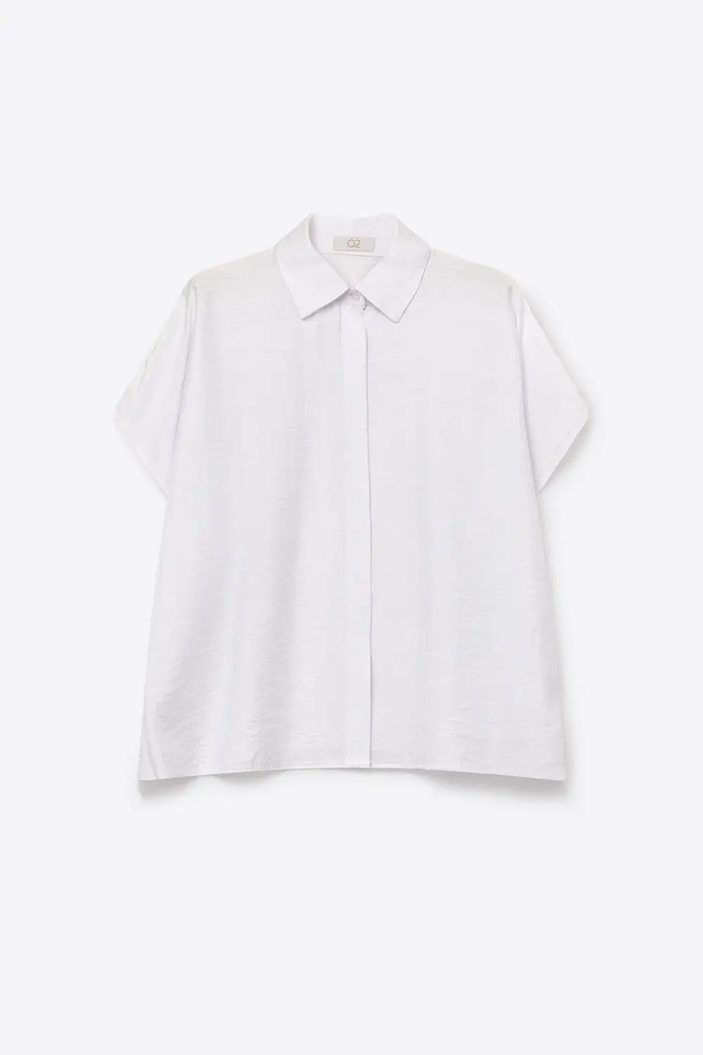 White Textured Cotton Short Sleeve Collared Relaxed Fit Shirt - Shirts