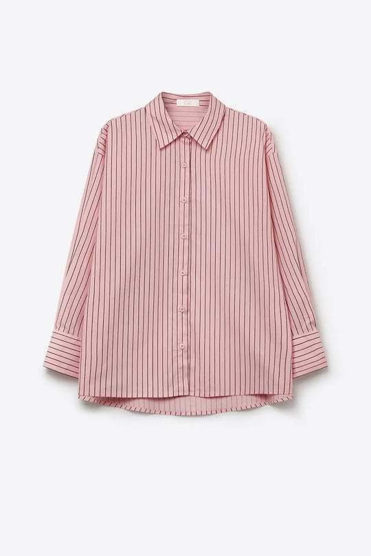 Stripe Lightweight long Shirt in Light Pink - Shirts