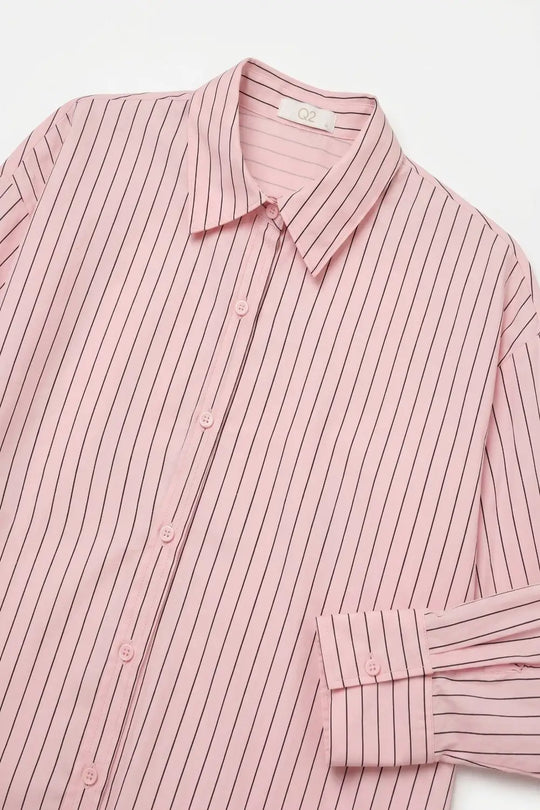 Stripe Lightweight long Shirt in Light Pink - Shirts