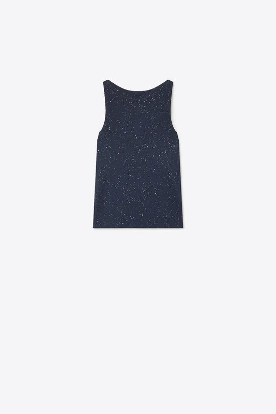 Navy Speckled fine Knit boat Neck Top - NAVY / ONE - Tops