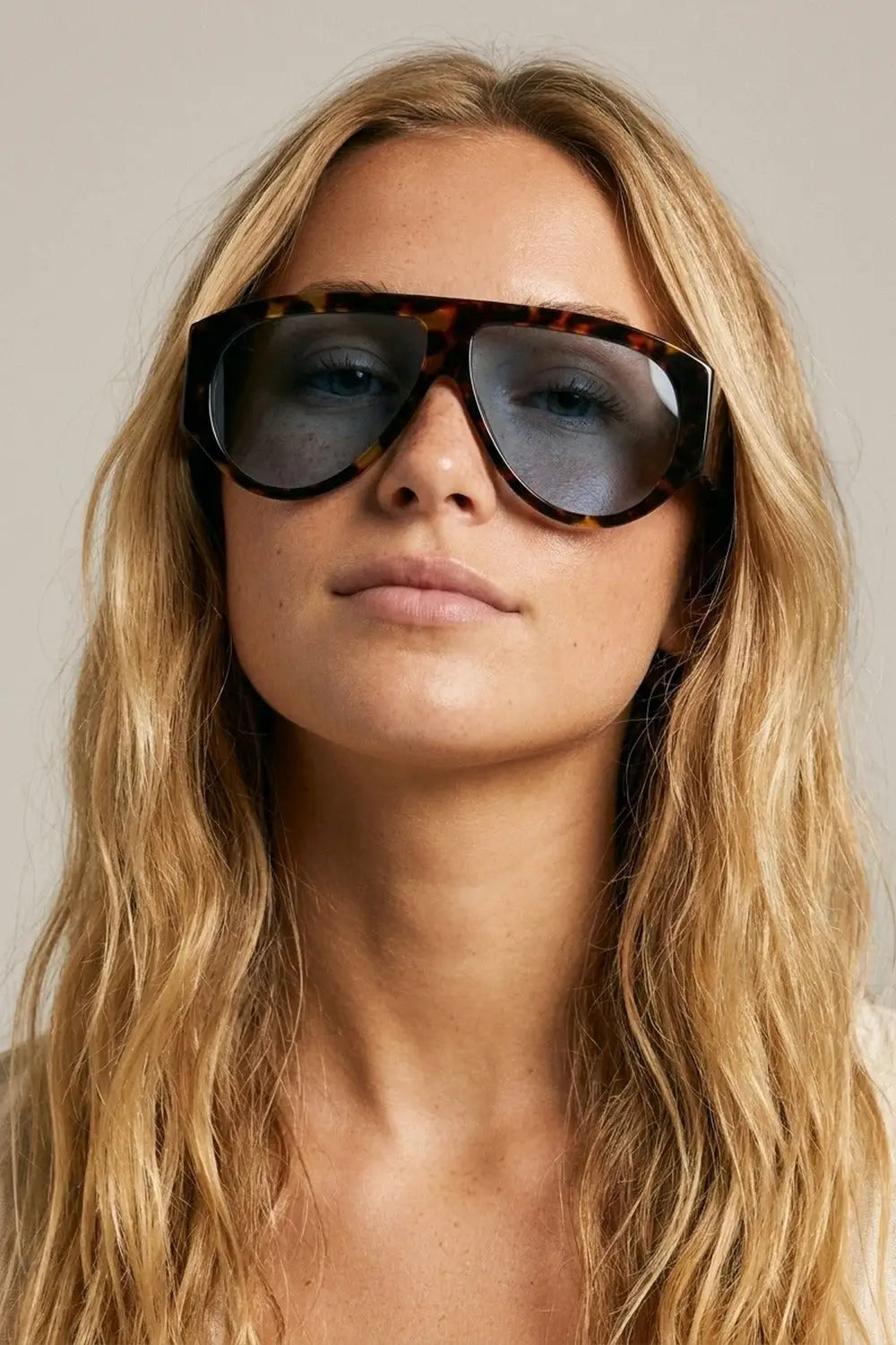 Tortoise Frame Aviator Sunglasses with Blue Lenses - BROWN / ONE - Sunglasses