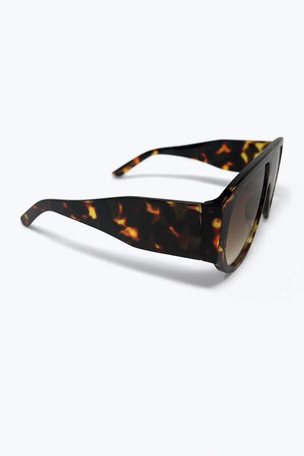 Tortoise Oversized Shield Sunglasses with Gradient Lens - BROWN / ONE - Sunglasses