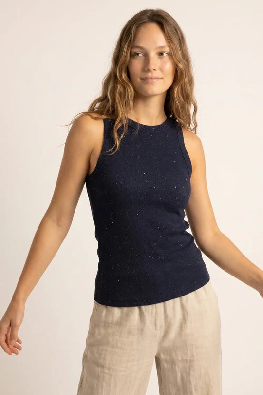 Navy Speckled fine Knit boat Neck Top - NAVY / ONE - Tops