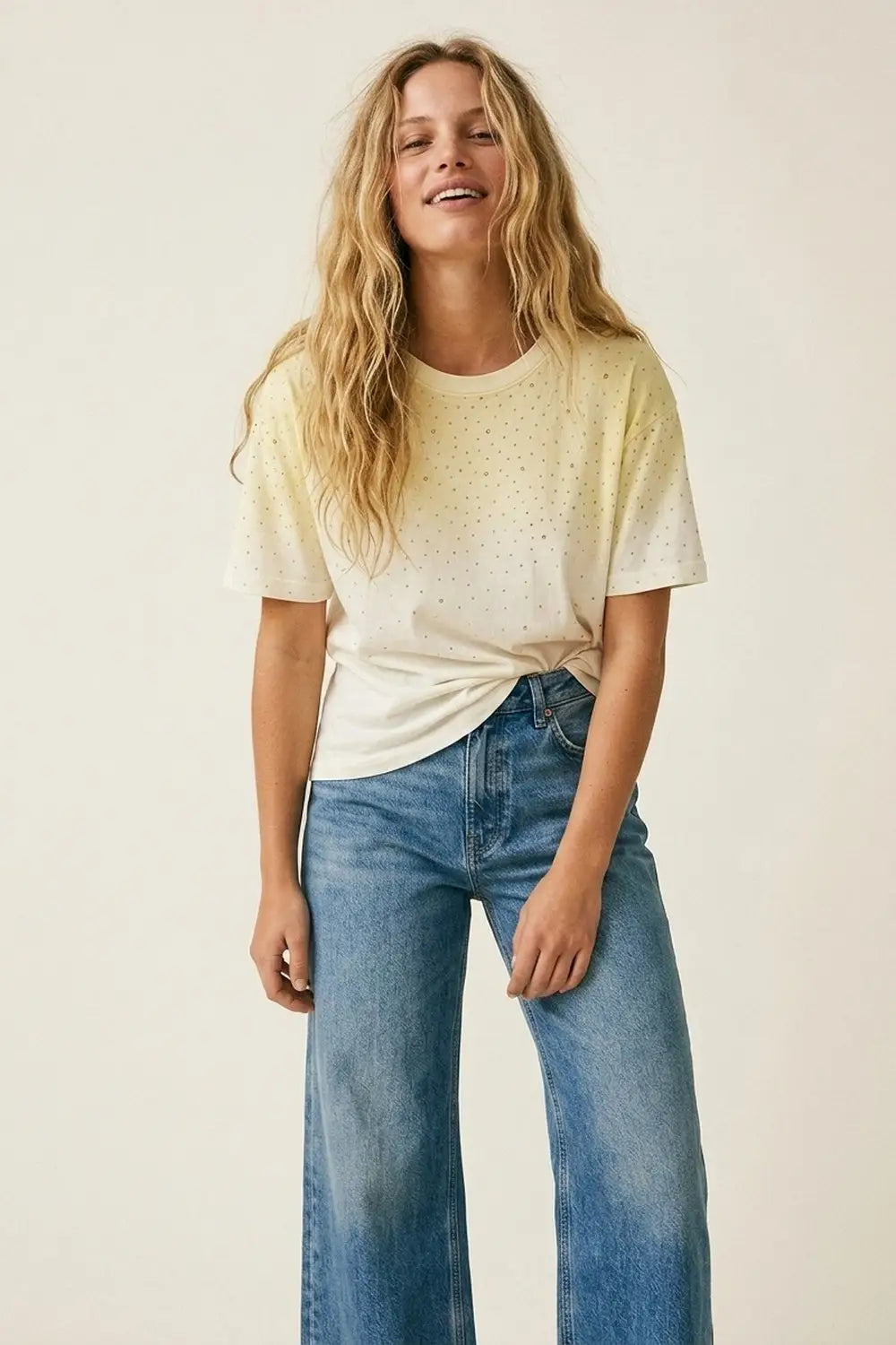 Yellow Gradient Speckled Short Sleeve Tee - T-Shirts
