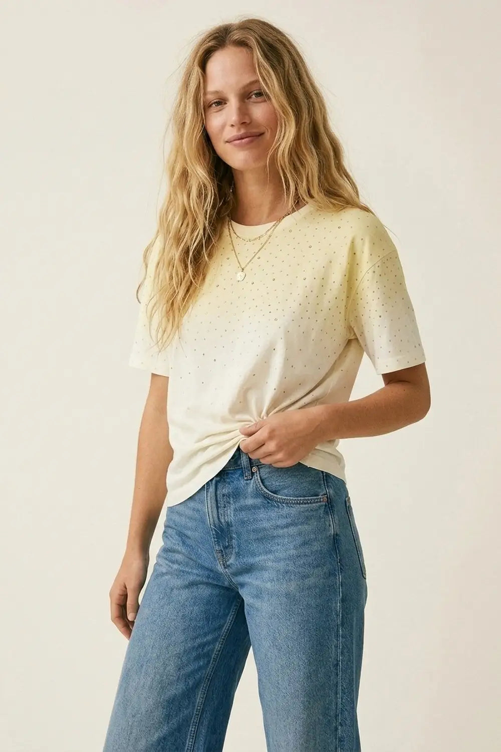 Yellow Gradient Speckled Short Sleeve Tee - T-Shirts