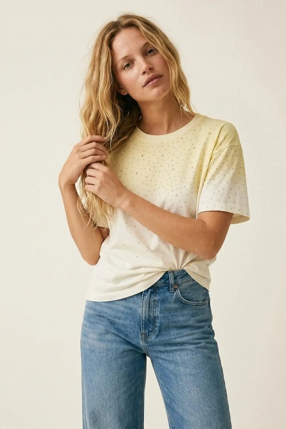 Yellow Gradient Speckled Short Sleeve Tee - T-Shirts