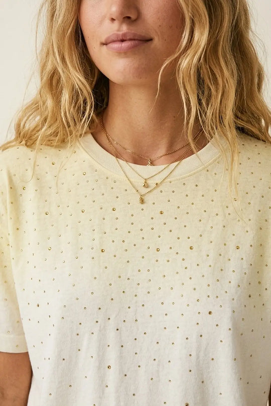 Yellow Gradient Speckled Short Sleeve Tee - T-Shirts