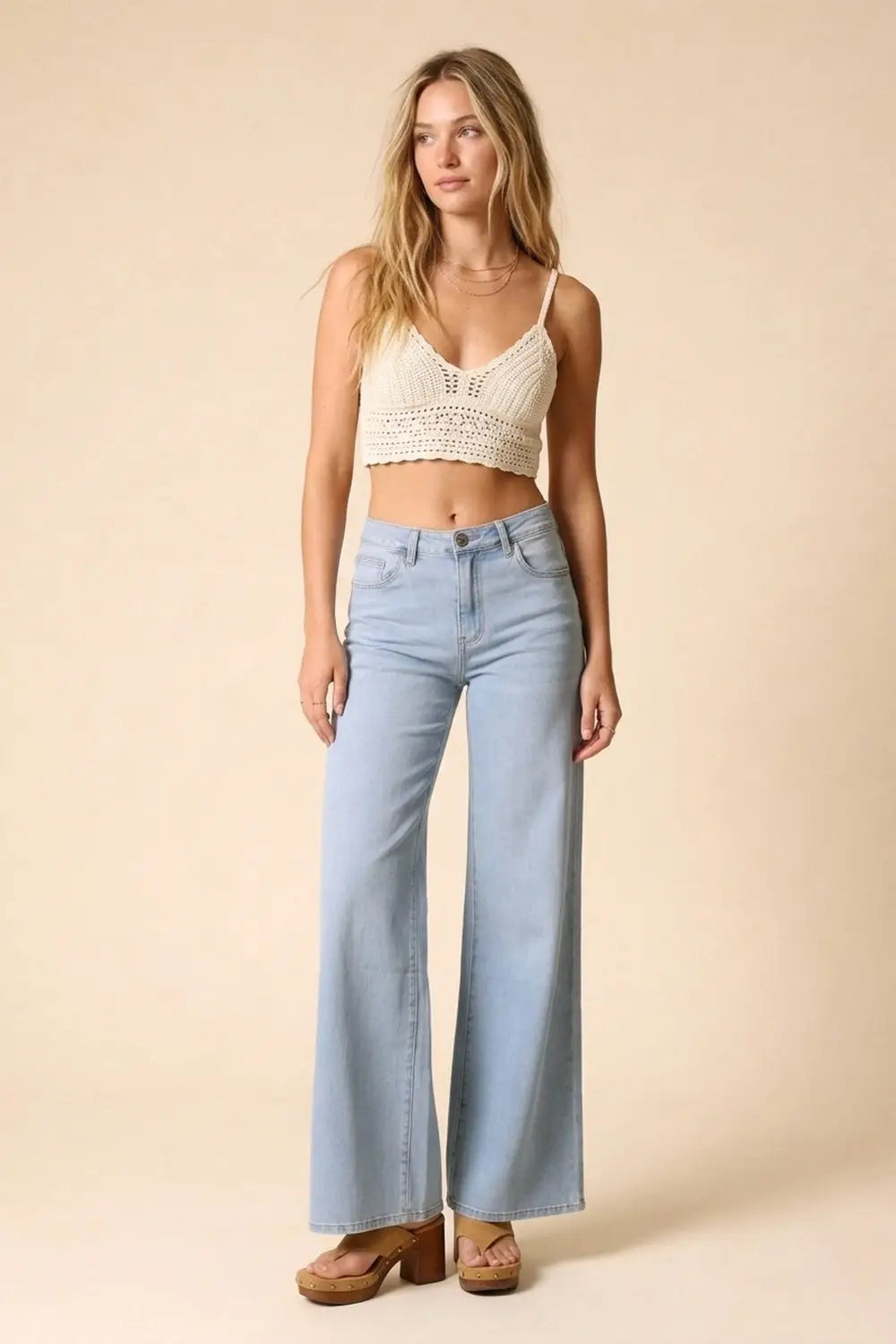 High-Rise Wide-Leg Denim in Light Blue Wash