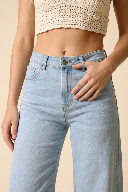High-Rise Wide-Leg Denim in Light Blue Wash